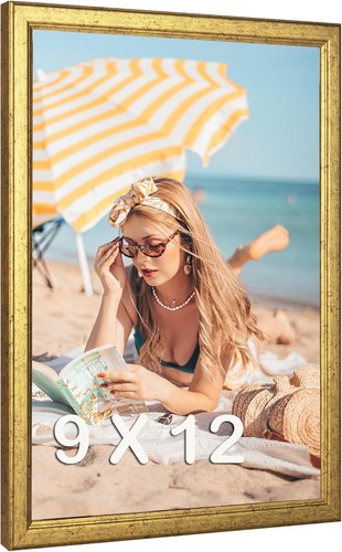 Wood 9x12 frame gold ornate - gold,