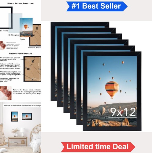 9x12 black picture - frame, set